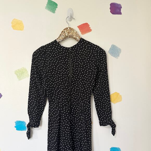 0 Reformation Black White Polka Dot Long Sleeve Slip Midi Dress - Picture 4 of 5
